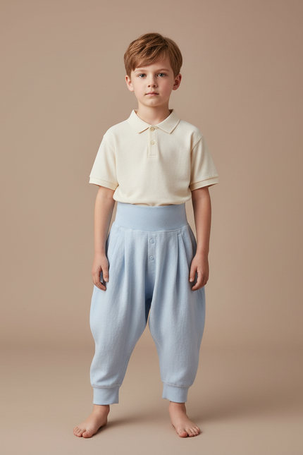 Pantalon Baggy Bleu Ciel Coton Ample Unisexe Confortable - Molleton