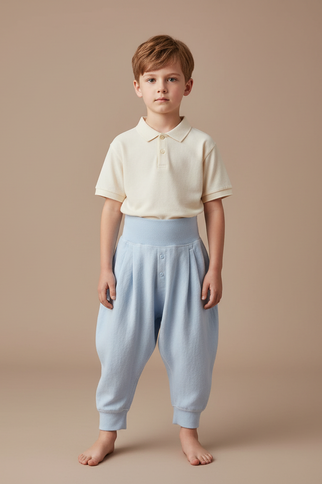Pantalon Baggy Bleu Ciel Coton Ample Unisexe Confortable - Molleton