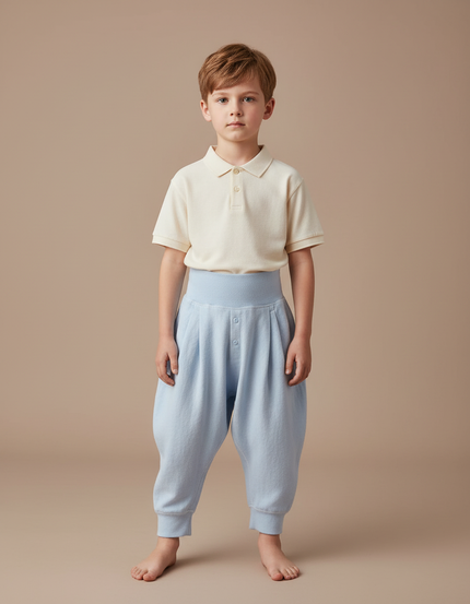 Pantalon Baggy Bleu Ciel Coton Ample Unisexe Confortable - Molleton
