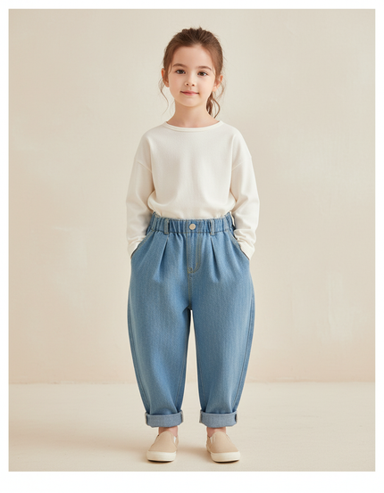 Pantalon Baggy Bleu Jean Ample Enfant Décontracté