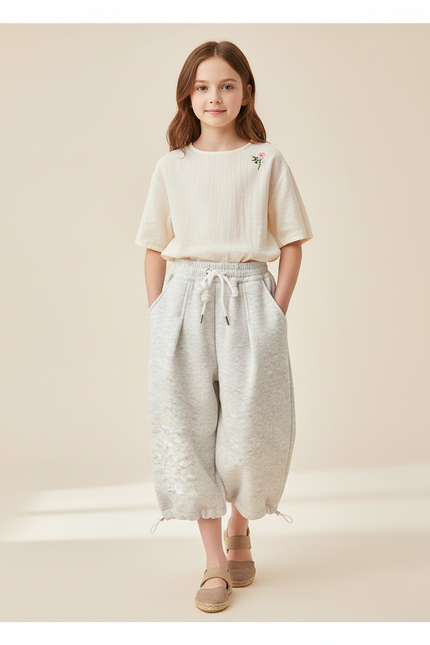 Pantalon Baggy Gris Molletonné Ample Enfant