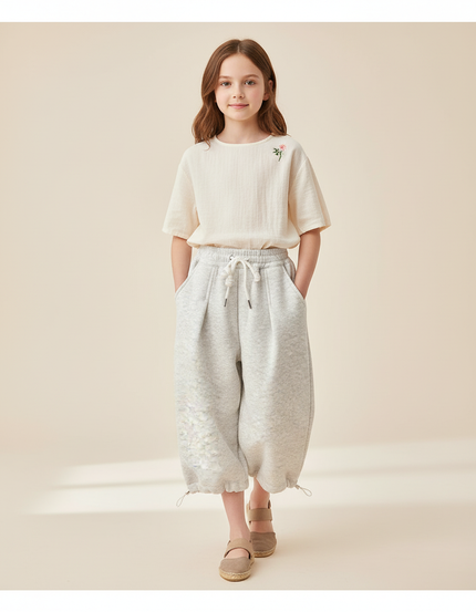 Pantalon Baggy Gris Molletonné Ample Enfant