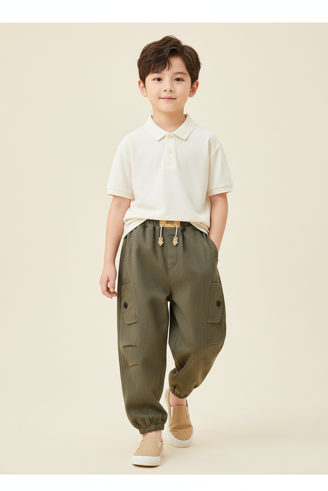 Pantalon Baggy Kaki Cargo Ample Enfant Coton Casual