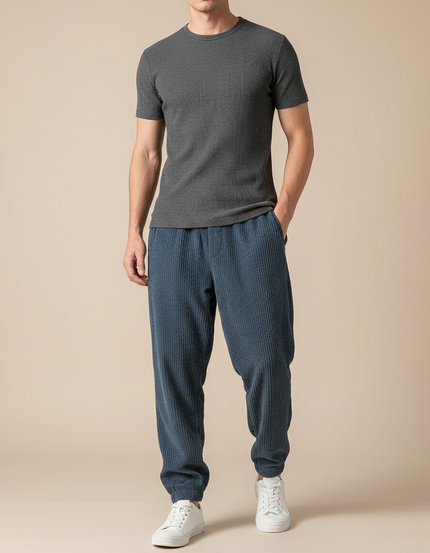Pantalon Baggy Bleu Côtelé Ample Décontracté Homme - Cordé