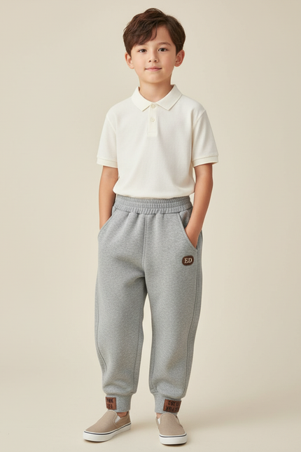 Pantalon Baggy Gris Molletonné Doux Confortable Enfant