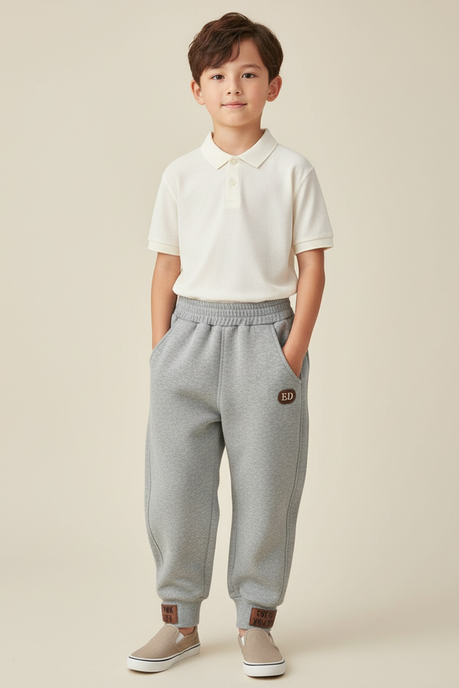 Pantalon Baggy Gris Molletonné Doux Confortable Enfant