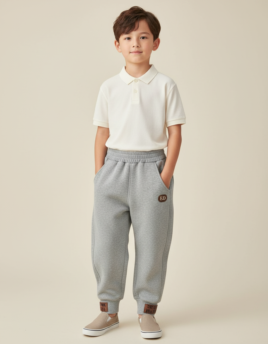 Pantalon Baggy Gris Molletonné Doux Confortable Enfant