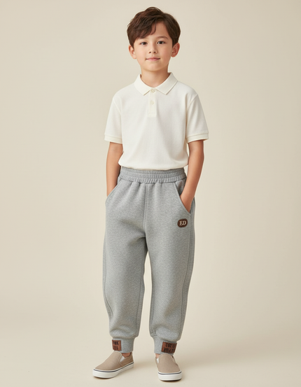 Pantalon Baggy Gris Molletonné Doux Confortable Enfant