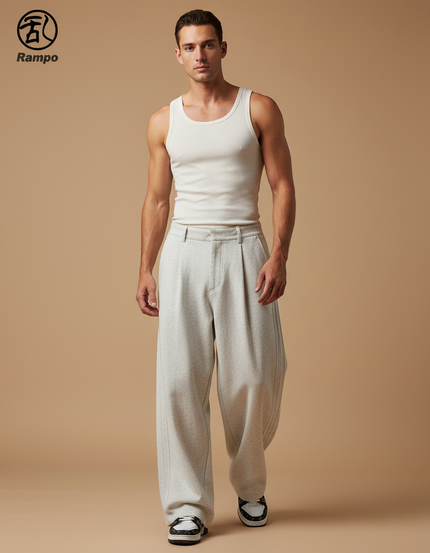 Pantalon Baggy Gris Clair Ample Décontracté Homme - Molleton