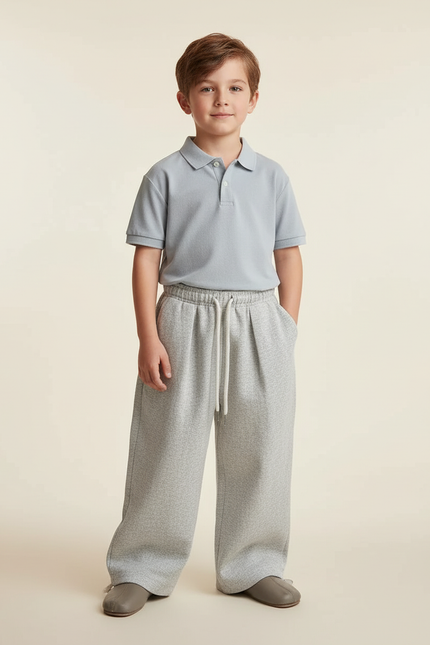 Pantalon Baggy Gris Chiné Ample Décontracté Confortable Cordon - Molleton