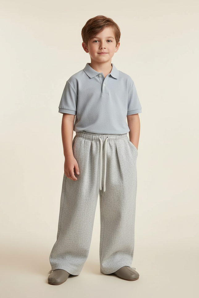 Pantalon Baggy Gris Chiné Ample Décontracté Confortable Cordon - Molleton