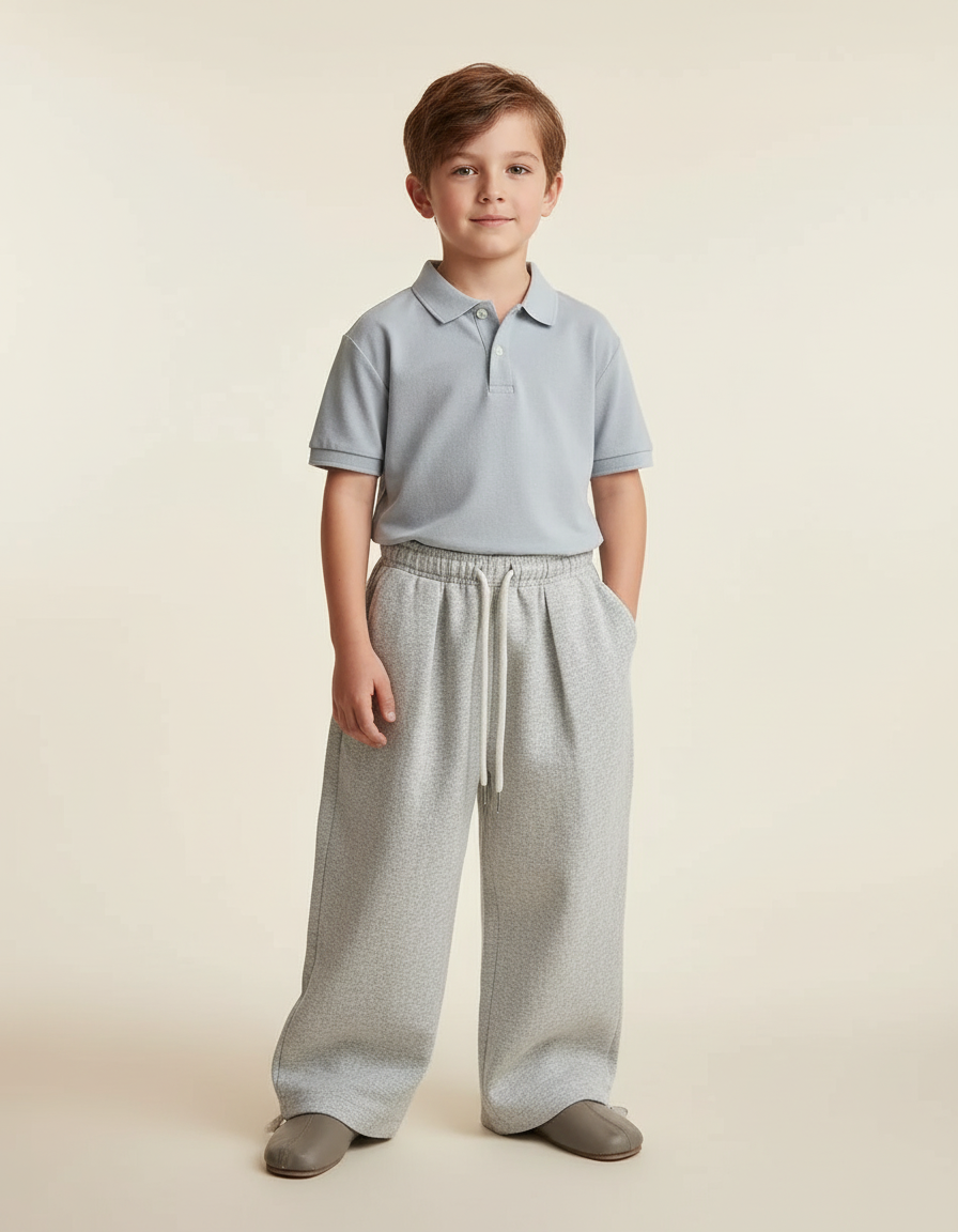 Pantalon Baggy Gris Chiné Ample Décontracté Confortable Cordon - Molleton