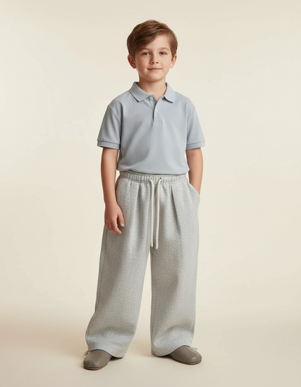 Pantalon Baggy Gris Chiné Ample Décontracté Confortable Cordon - Molleton