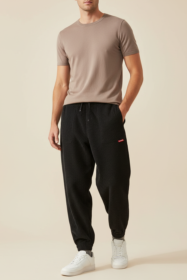 Pantalon Velours Baggy - Noir Cordé