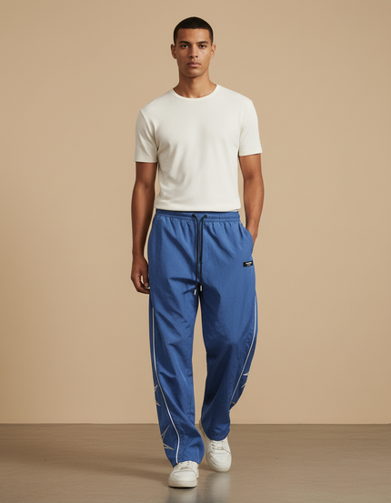 Pantalon Baggy Bleu Sportif Ample Décontracté Cordon - Polyester
