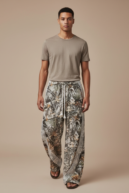 Pantalon Baggy Camouflage Ample Cordon Décontracté Homme - Multicolore Molleton