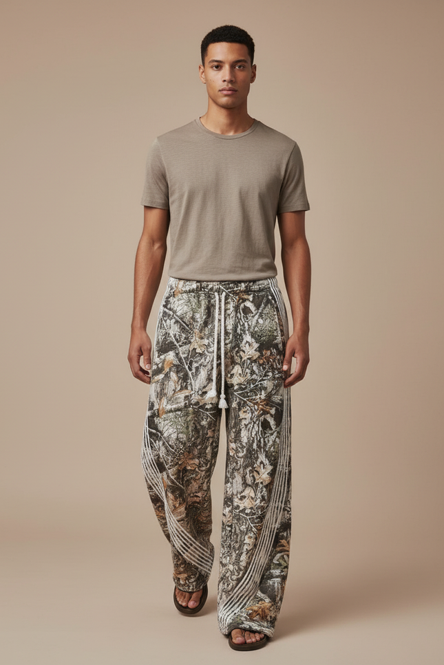 Pantalon Baggy Camouflage Ample Cordon Décontracté Homme - Multicolore Molleton