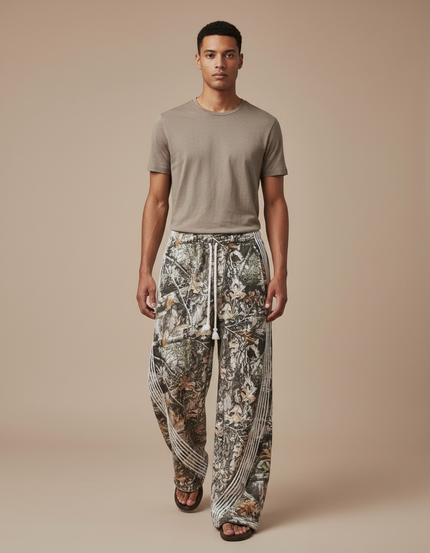 Pantalon Baggy Camouflage Ample Cordon Décontracté Homme - Multicolore Molleton