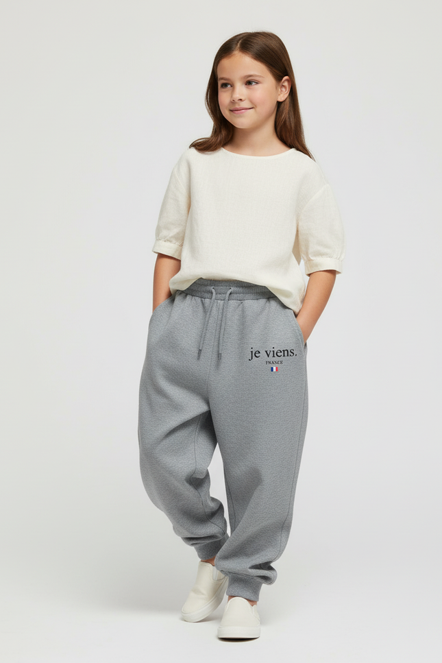 Pantalon Baggy Gris Molleton Imprimé Confortable Enfant