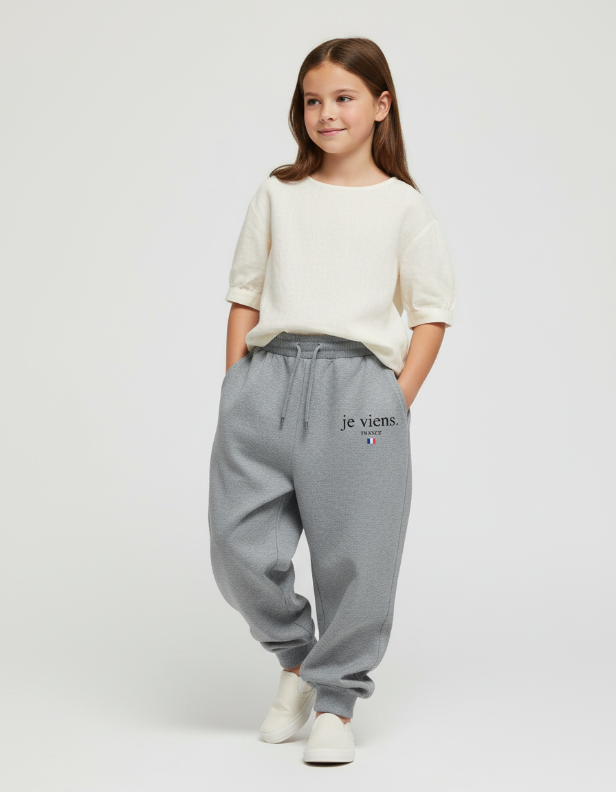 Pantalon Baggy Gris Molleton Imprimé Confortable Enfant