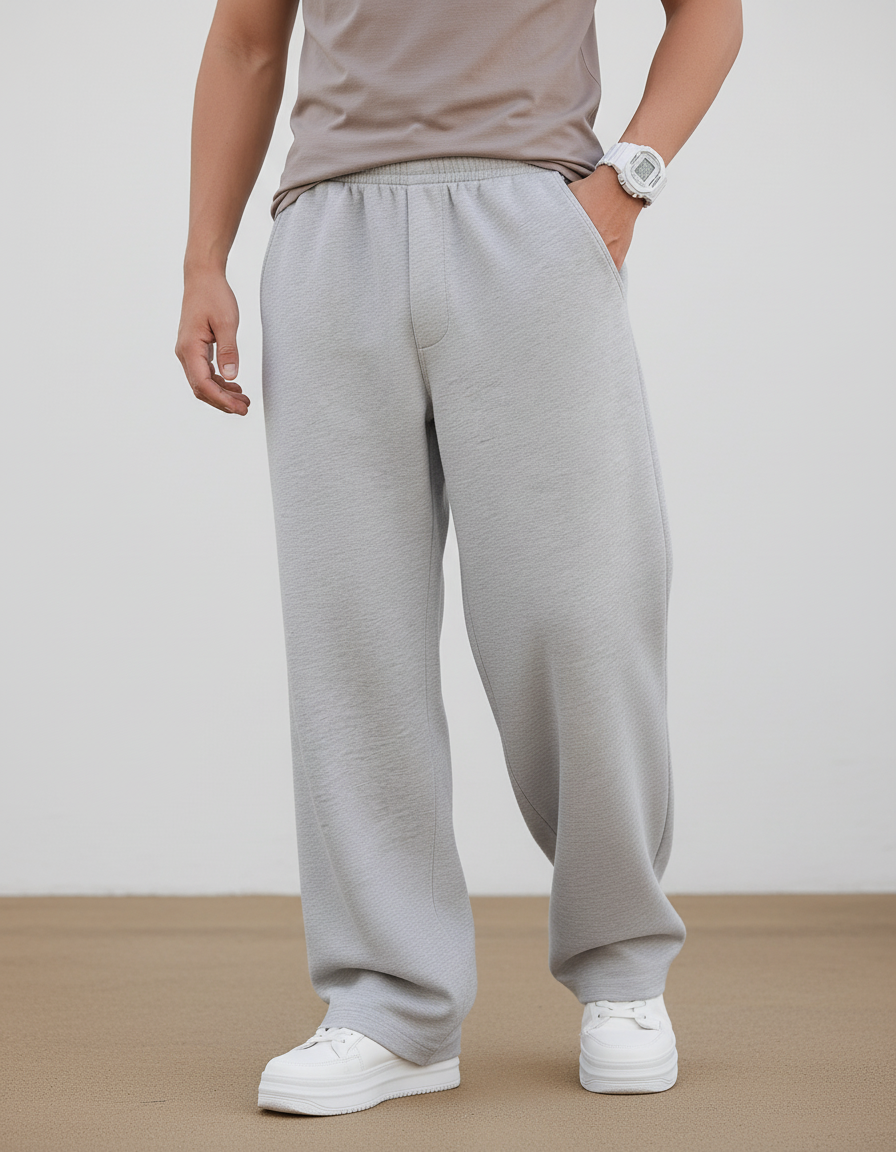 Pantalon Baggy Gris Ample Décontracté Confortable - Molleton