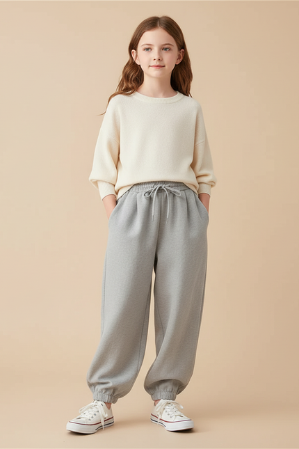 Pantalon Baggy Gris Ample Cordon Confortable Enfant - Molleton