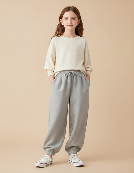 Pantalon Baggy Gris Ample Cordon Confortable Enfant - Molleton