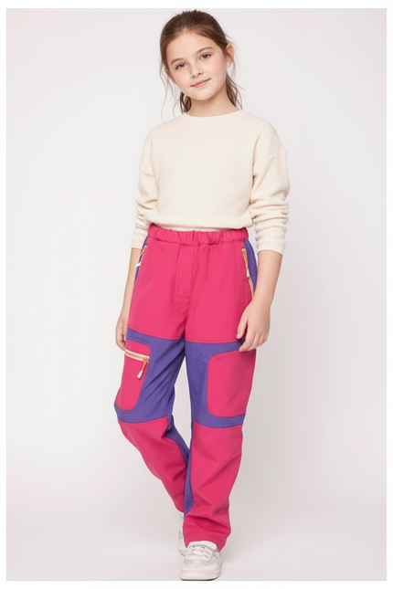 Pantalon Baggy Rose Violet Ample Sportif Fille - Multicolore Polyester