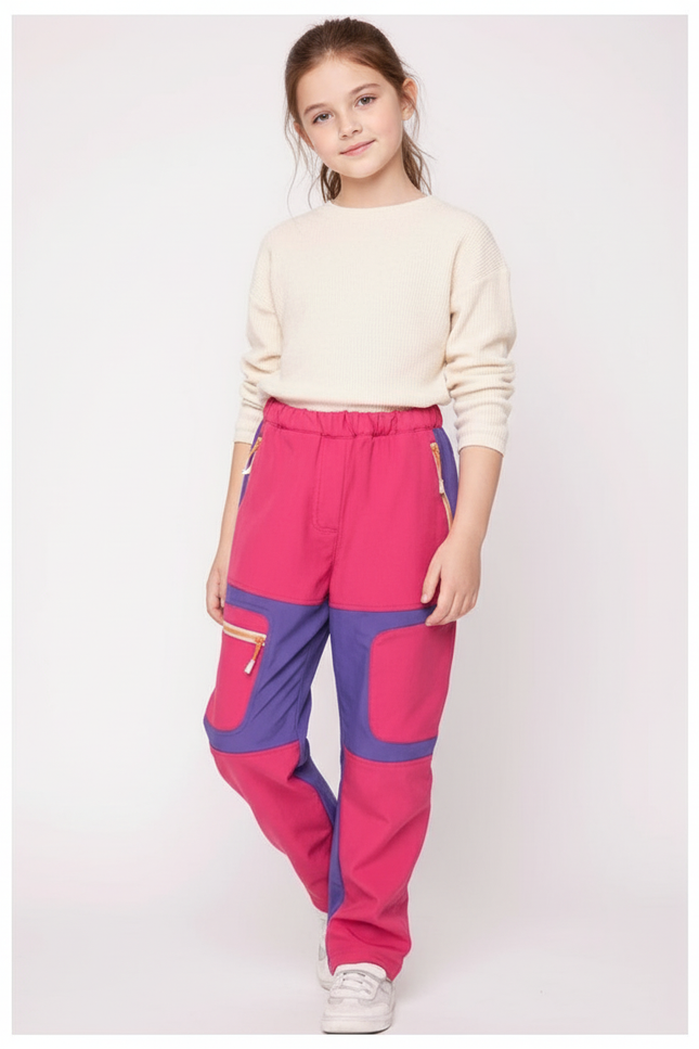 Pantalon Baggy Rose Violet Ample Sportif Fille - Multicolore Polyester