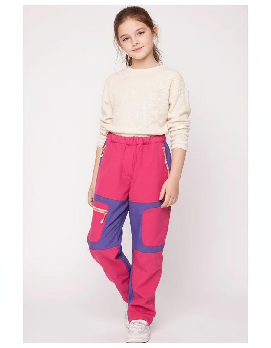 Pantalon Baggy Rose Violet Ample Sportif Fille - Multicolore Polyester