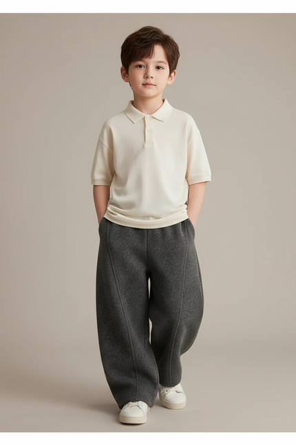Pantalon Baggy Gris Molleton Ample Garçon Hiver