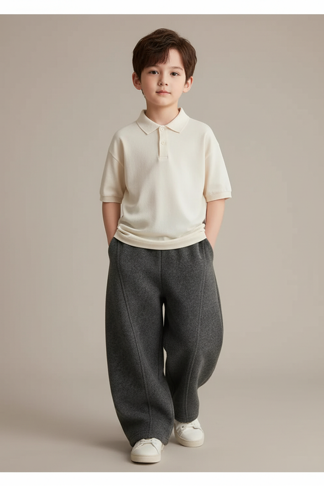 Pantalon Baggy Gris Molleton Ample Garçon Hiver