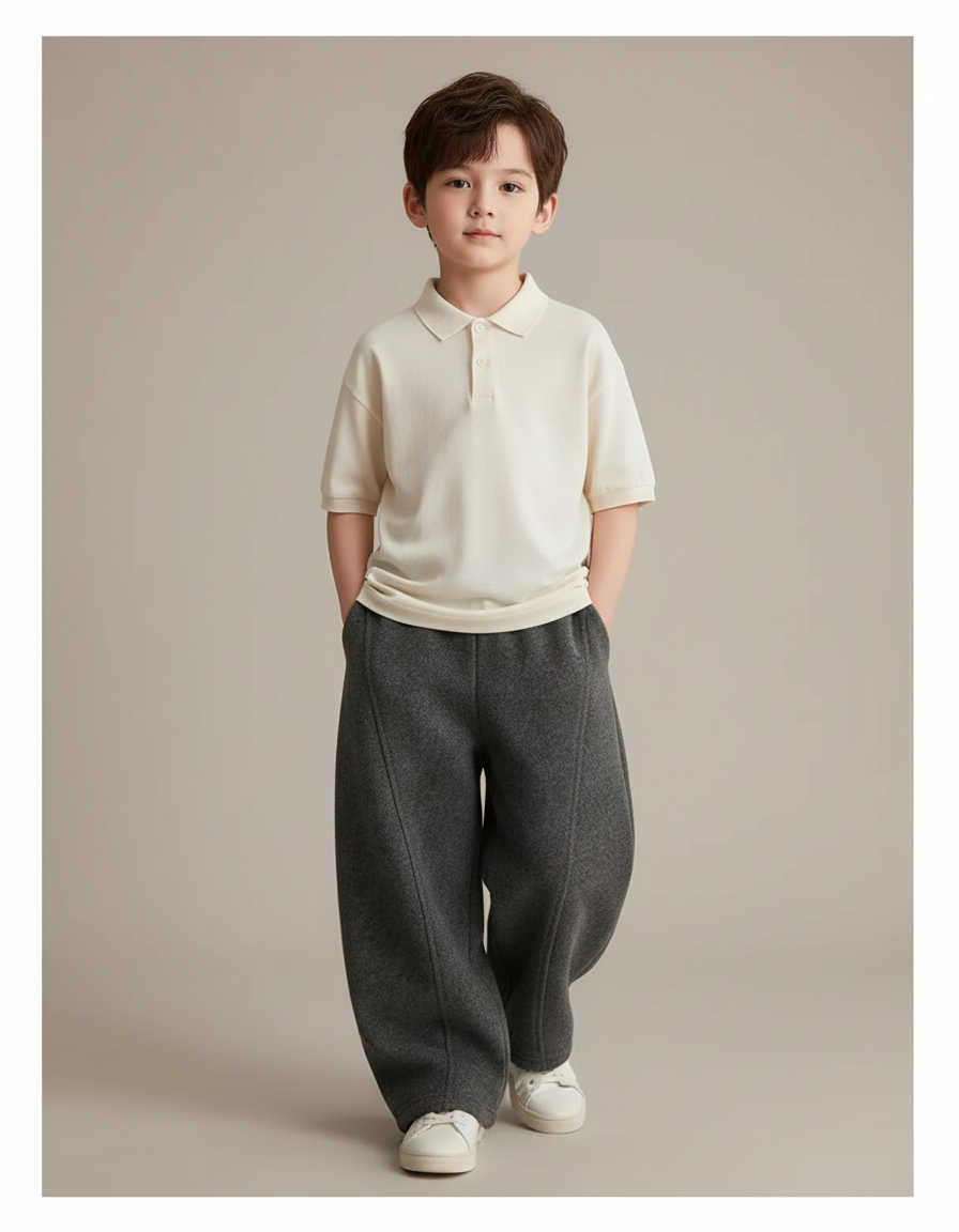 Pantalon Baggy Gris Molleton Ample Garçon Hiver