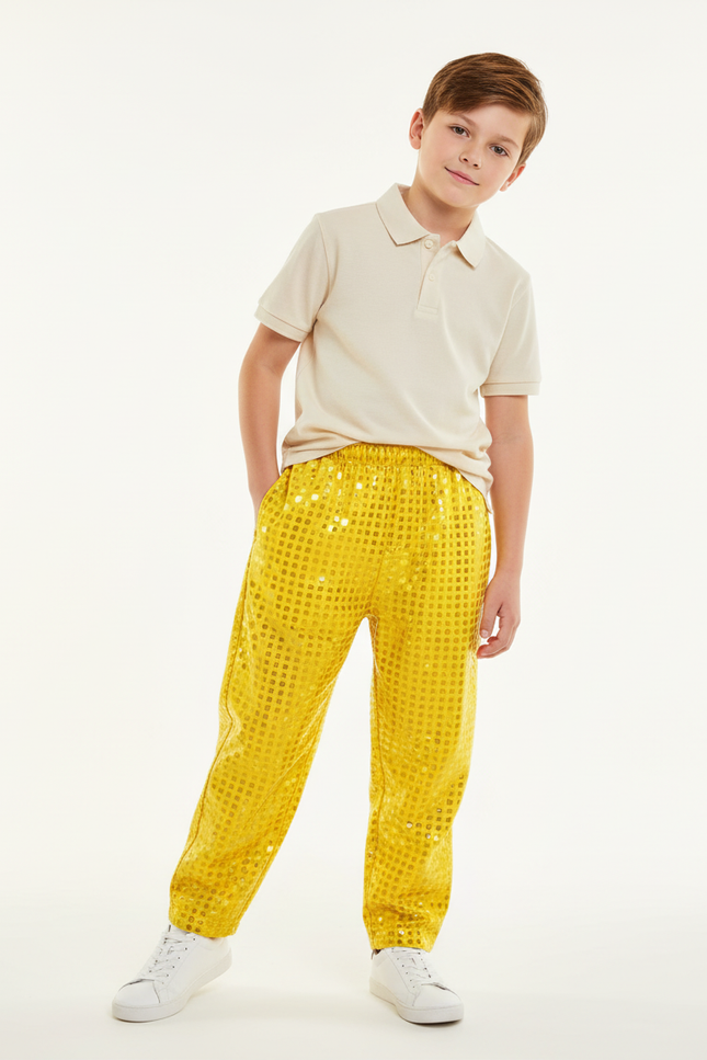 Pantalon Baggy Jaune Brillant Paillettes Scintillantes Enfant - Polyester