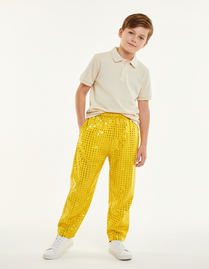 Pantalon Baggy Jaune Brillant Paillettes Scintillantes Enfant - Polyester