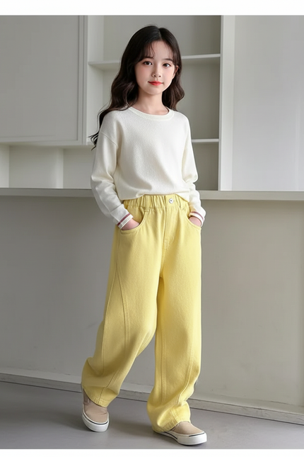 Pantalon Baggy Jaune Ample Coton Enfant - Molleton