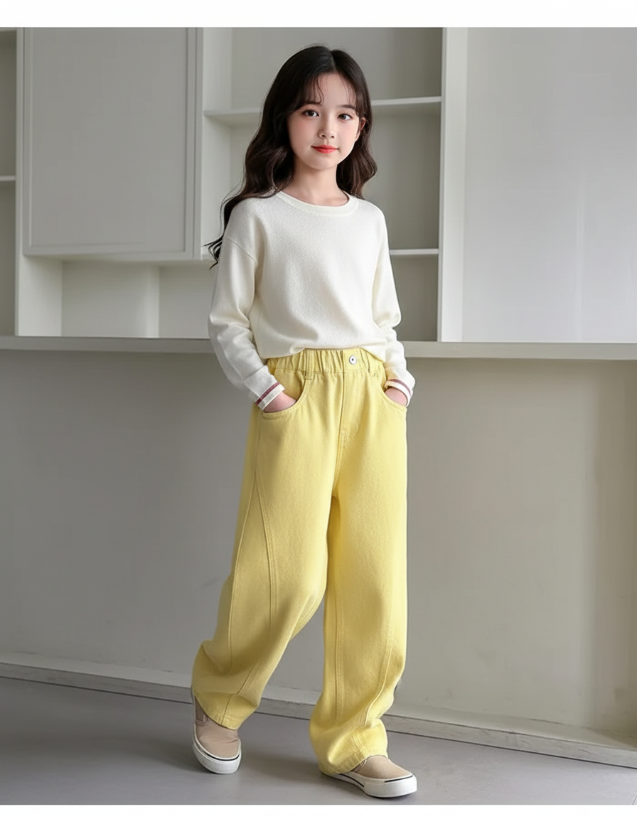 Pantalon Baggy Jaune Ample Coton Enfant - Molleton
