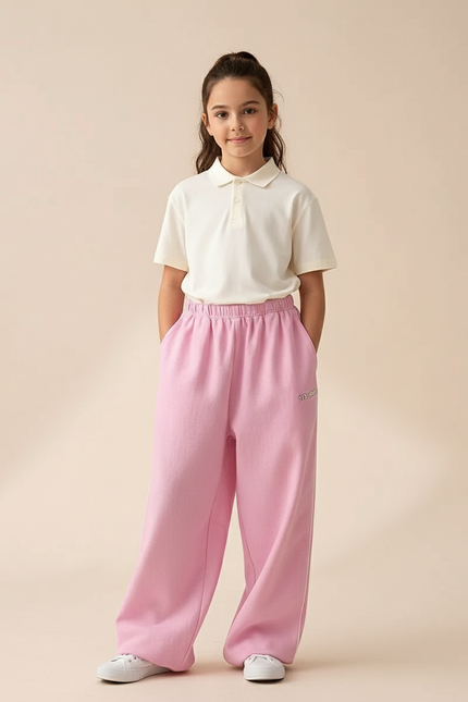 Pantalon Baggy Rose Molleton Ample Confortable Enfant