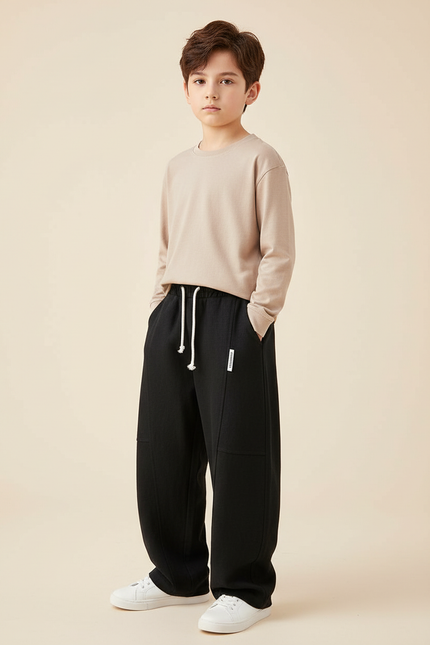 Pantalon Baggy Noir Ample Molletonné Sport Enfant