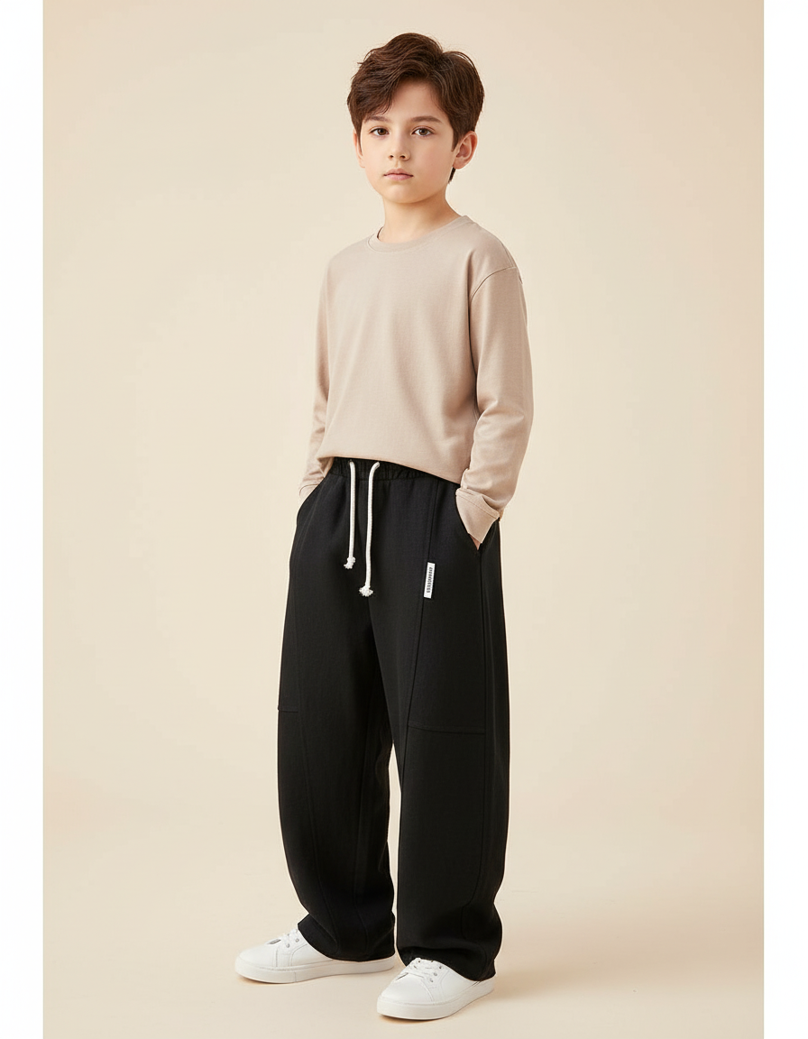 Pantalon Baggy Noir Ample Molletonné Sport Enfant
