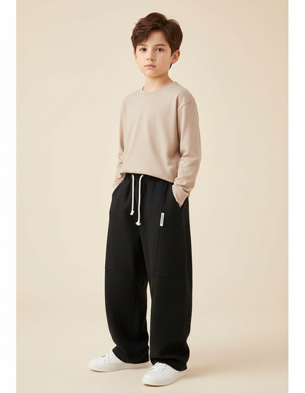 Pantalon Baggy Noir Ample Molletonné Sport Enfant