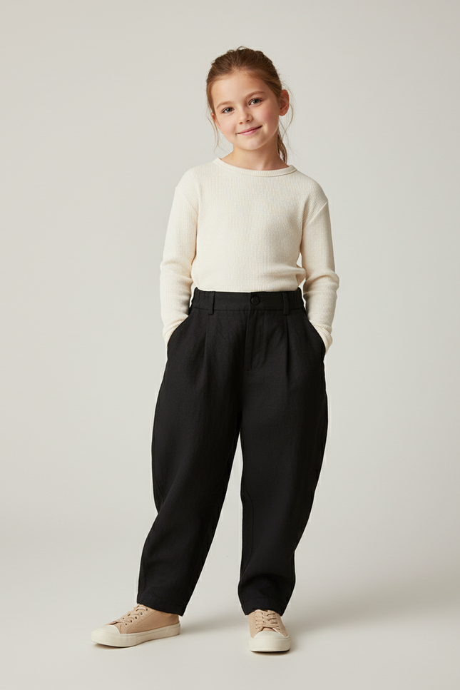 Pantalon Baggy Noir Lin Ample Enfant Plié