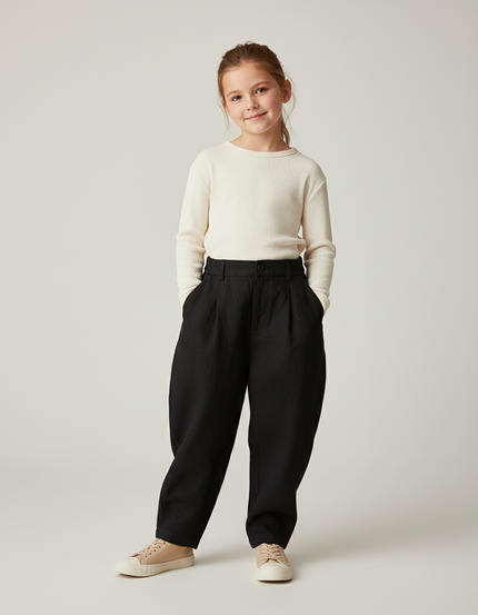 Pantalon Baggy Noir Lin Ample Enfant Plié
