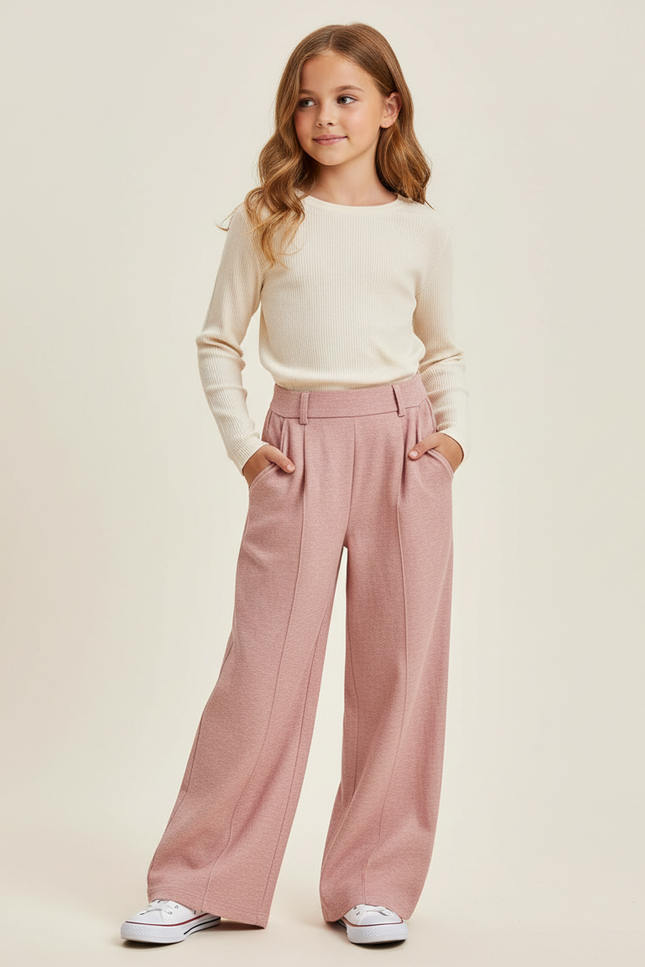 Pantalon Baggy Rose Plissé Ample Confortable Fille - Molleton