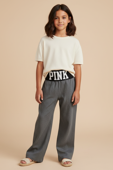 Pantalon Baggy Gris Ample Confortable Décontracté Fille - Molleton