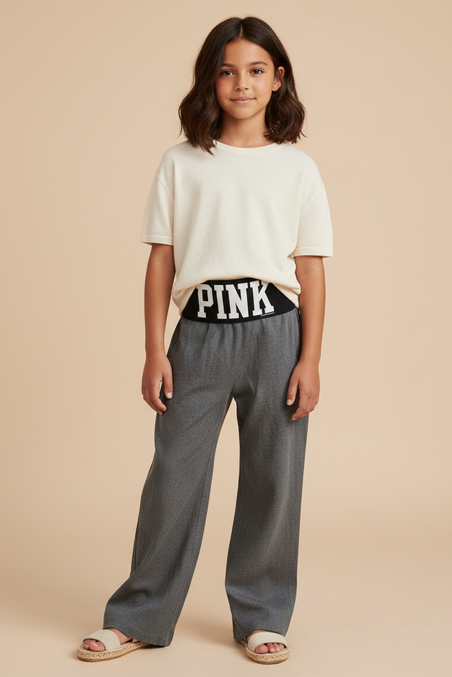 Pantalon Baggy Gris Ample Confortable Décontracté Fille - Molleton