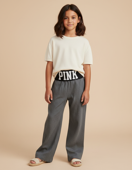 Pantalon Baggy Gris Ample Confortable Décontracté Fille - Molleton
