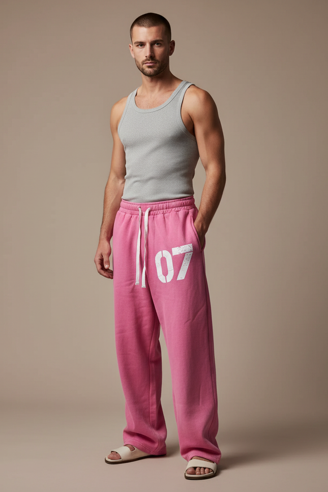 Pantalon Baggy Rose Ample Molleton Imprimé Décontracté Homme
