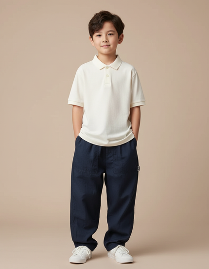 Pantalon Baggy Bleu Marine Ample Décontracté Coton Garçon