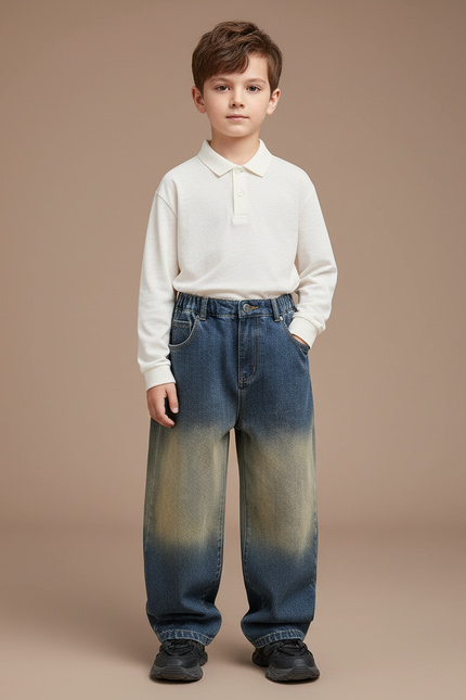 Pantalon Baggy Jean Dégradé Ample Enfant Décontracté - Multicolore